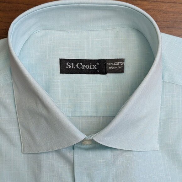 NWT $215$ ST. CROIX Shirt Button Down Long Sleeve Mens L Breeze Pale Blue Green - Picture 2 of 6